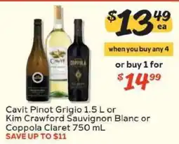 Winn Dixie Cavit Pinot Grigio 1.5 L or Kim Crawford Sauvignon Blanc or Coppola Claret 750 mL offer