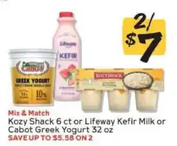 Winn Dixie Kozy Shack 6 ct or Lifeway Kefir Milk or Cabot Greek Yogurt 32 oz offer
