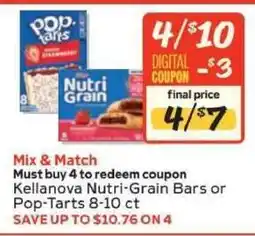 Winn Dixie Kellanova Nutri-Grain Bars or Pop-Tarts 8-10 ct offer