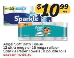 Winn Dixie Angel Soft Bath Tissue or Sparkle Paper Towels offer