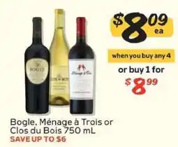 Winn Dixie Bogle, Ménage à Trois or Clos du Bois 750 mL offer