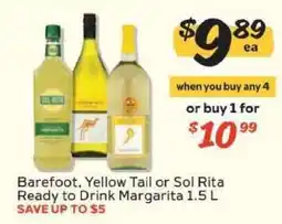 Winn Dixie Barefoot, Yellow Tail or Sol Rita Ready to Drink Margarita offer