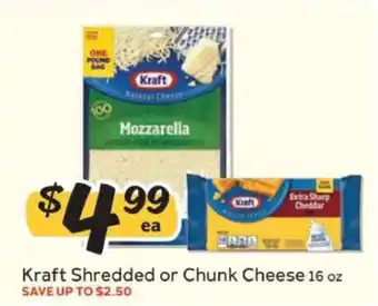 Winn Dixie Kraft Shredded or Chunk Cheese offer