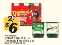 Winn Dixie Activia Yogurt or Danimals Smoothie offer