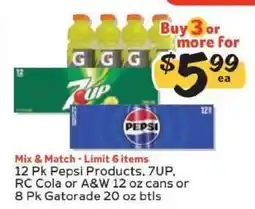 Winn Dixie Pepsi Products, 7UP, RC Cola, A&W, Gatorade offer