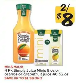 Winn Dixie Simply Juice Minis offer