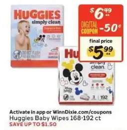 Winn Dixie Huggies Baby Wipes offer