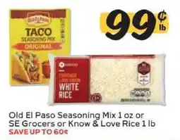 Winn Dixie Old El Paso Seasoning Mix or SE Grocers/Know & Love Rice offer