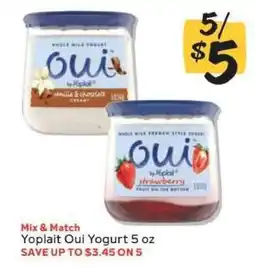 Winn Dixie Yoplait Oui Yogurt 5 oz offer