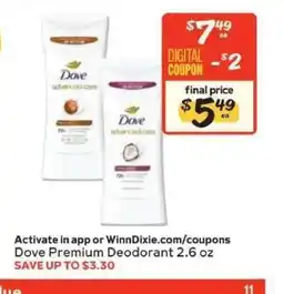 Winn Dixie Dove Premium Deodorant offer