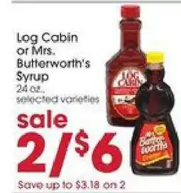 Giant Eagle Log Cabin or Mrs. Butterworth's Syrup offer