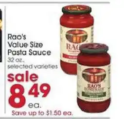 Giant Eagle Rao's Value Size Pasta Sauce offer