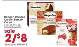 Giant Eagle Häagen-Dazs Ice Cream, Bars, or Cones offer