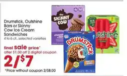 Giant Eagle Drumstick, Outshine Bars or Skinny Cow Ice Cream Sandwiches offer