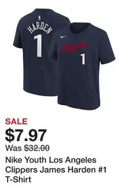Dick's Sporting Goods Nike Youth Los Angeles Clippers James Harden #1 T-Shirt offer