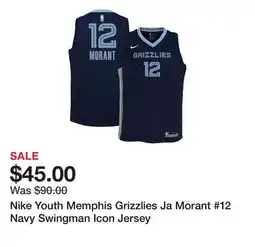 Dick's Sporting Goods Nike Youth Memphis Grizzlies Ja Morant #12 Navy Swingman Icon Jersey offer