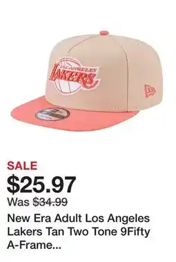 Dick's Sporting Goods New Era Adult Los Angeles Lakers Tan Two Tone 9Fifty A-Frame Adjustable Hat offer