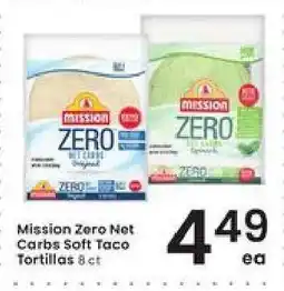 Albertsons Mission Zero Net Carbs Soft Taco Tortillas offer