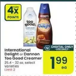 Albertsons International Delight or Dannon Too Good Creamer offer