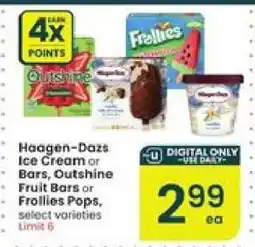 Albertsons Haagen-Dazs Ice Cream or Bars, Outshine Fruit Bars or Frollies Pops offer