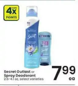 Albertsons Secret Outlast or Spray Deodorant offer