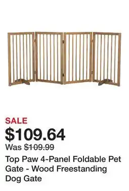 Petsmart Top Paw 4-Panel Foldable Pet Gate - Wood Freestanding Dog Gate offer