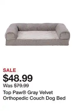 Petsmart Top Paw Gray Velvet Orthopedic Couch Dog Bed offer