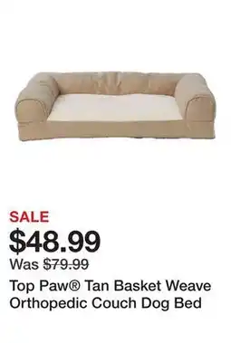 Petsmart Top Paw Tan Basket Weave Orthopedic Couch Dog Bed offer