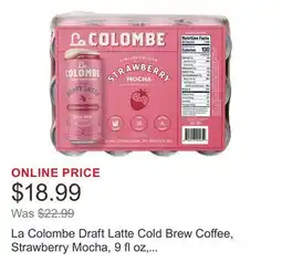 Costco La Colombe Draft Latte Cold Brew Coffee, Strawberry Mocha, 9 fl oz, 12-count offer
