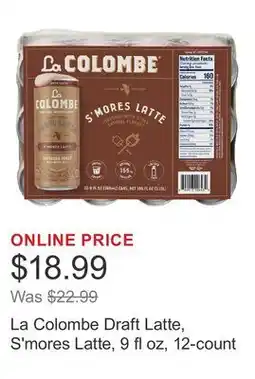 Costco La Colombe Draft Latte, S'mores Latte, 9 fl oz, 12-count offer