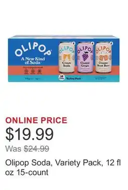 Costco Olipop Soda, Variety Pack, 12 fl oz 15-count offer