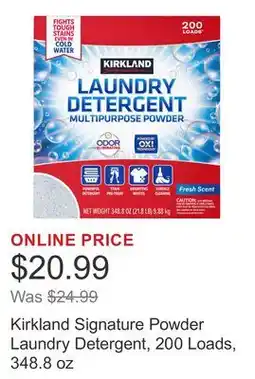 Costco Kirkland Signature Powder Laundry Detergent, 200 Loads, 348.8 oz offer
