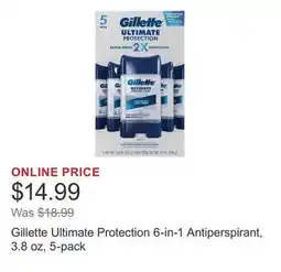 Costco Gillette Ultimate Protection 6-in-1 Antiperspirant, 3.8 oz, 5-pack offer