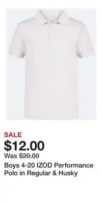 Kohl's Boys 4-20 IZOD Performance Polo in Regular & Husky offer
