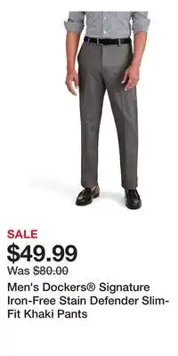 Kohl's Men's Dockers Signature Iron-Free Stain Defender Slim-Fit Khaki Pants offer