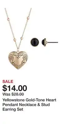 Kohl's Yellowstone Gold-Tone Heart Pendant Necklace & Stud Earring Set offer
