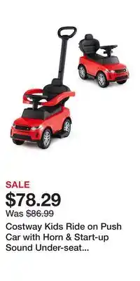 Kohl's Costway Kids Ride on Push Car with Horn & Start-up Sound Under-seat Storage Push Handle offer