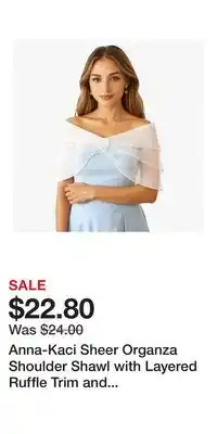 Kohl's Anna-Kaci Sheer Organza Shoulder Shawl with Layered Ruffle Trim and Elegant Off-Shoulder Drape 14IN offer