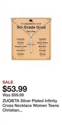 Kohl's ZUQIETA Silver Plated Infinity Cross Necklace Women Teens Christian Gifts offer