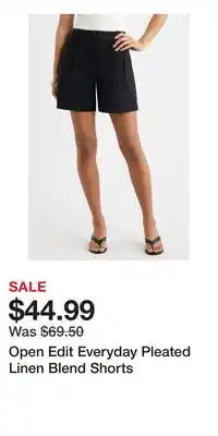 Nordstrom Open Edit Everyday Pleated Linen Blend Shorts offer