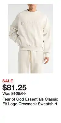 Nordstrom Fear of God Essentials Classic Fit Logo Crewneck Sweatshirt offer
