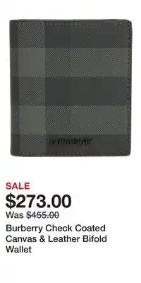 Nordstrom Burberry Check Coated Canvas & Leather Bifold Wallet offer