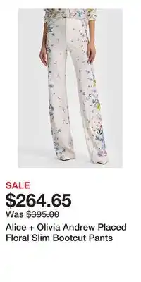 Nordstrom Alice + Olivia Andrew Placed Floral Slim Bootcut Pants offer