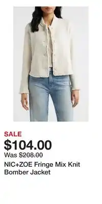 Nordstrom NIC+ZOE Fringe Mix Knit Bomber Jacket offer