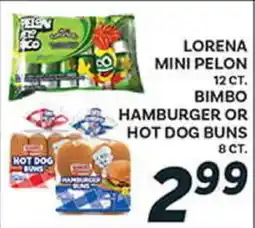 El Paso Grande LORENA MINI PELON 12 CT. BIMBO HAMBURGER OR HOT DOG BUNS 8 CT offer