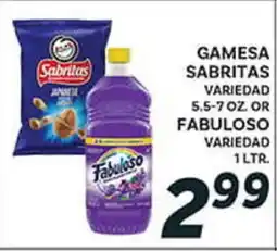 El Paso Grande GAMESA SABRITAS VARIEDAD 5.5-7 OZ OR FABULOSO VARIEDAD 1 LTR offer