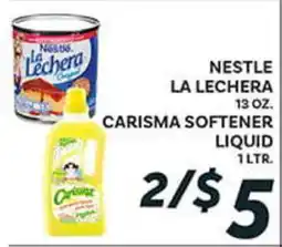 El Paso Grande NESTLE LA LECHERA 13 OZ. CARISMA SOFTENER LIQUID 1 LTR offer