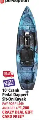 Ocean State Job Lot Perception Crank 10.0 Recreational Pedal Kayak Dapper offer