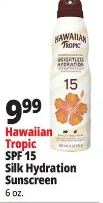 Ocean State Job Lot Hawaiian Tropic SPF 15 Silk Hydration Sunscreen offer