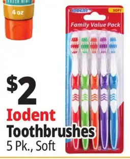 Ocean State Job Lot Iodent Soft Family Value Pack Toothbrushes 5 Count offer